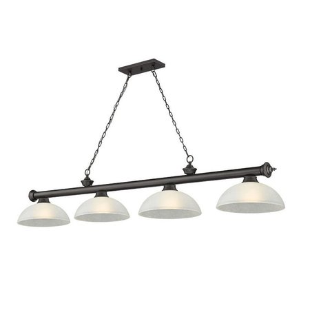 Z-LITE Cordon 4 Light Billiard, Bronze & White Linen 2306-4BRZ-DWL14